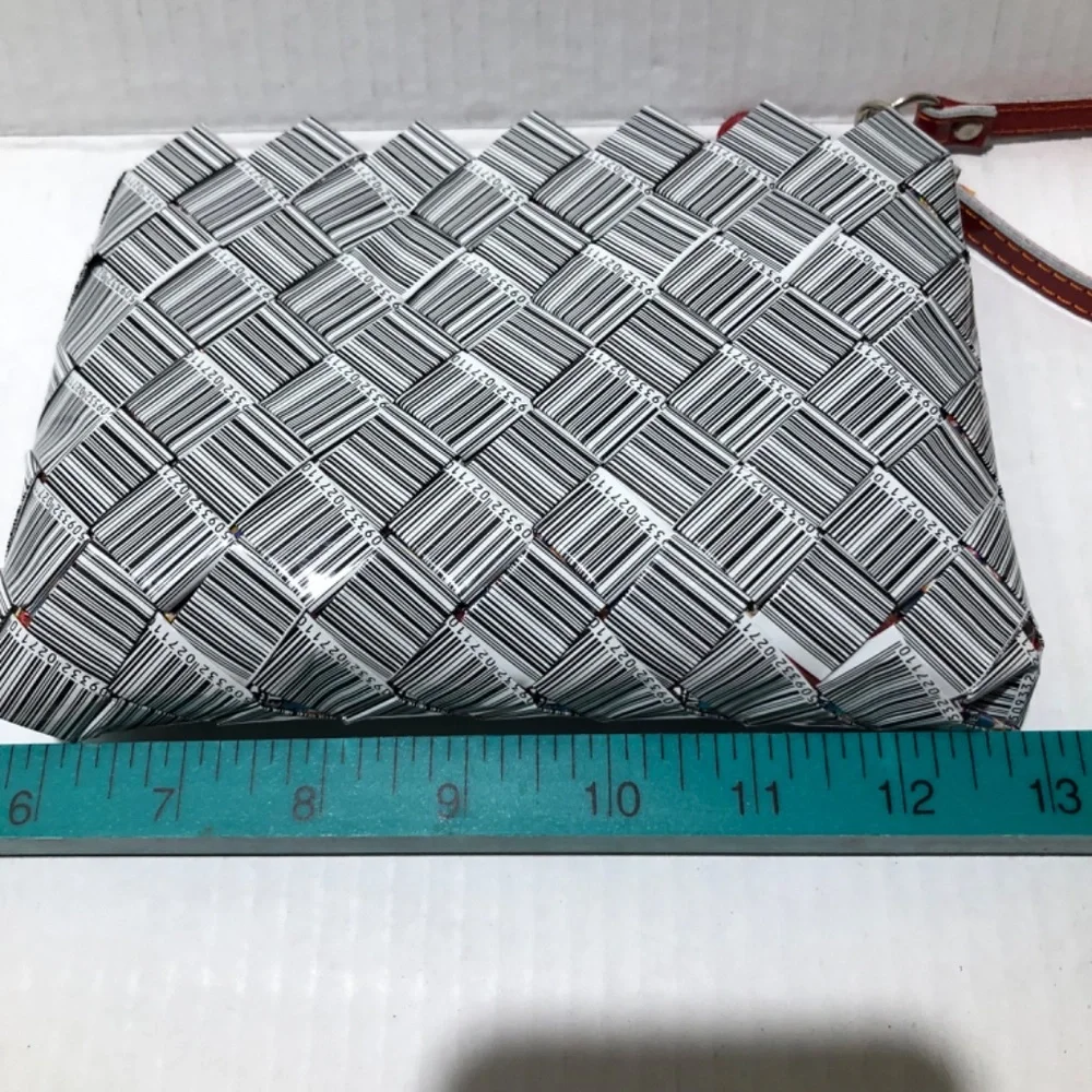 Nahui Ollin Candy Wrapper Wristlet, Barcode Black and White